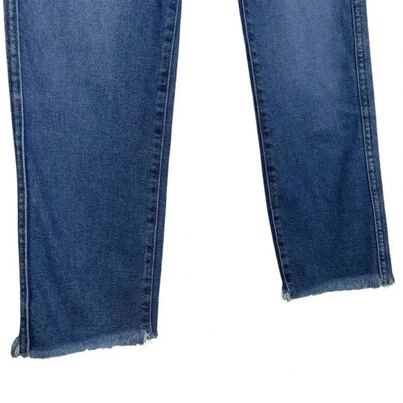 7 For All Mankind High Waist Cropped Straight Distressed Hem Jeans Size 26 - Picture 9 of 12